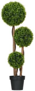 HOMCOM Pianta di Bosso Artificiale a 3 Sfere con Foglie di Bambù, Vaso Incluso, Altezza 110 cm, Verde | Aosom Italy