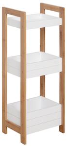 HOMCOM Mobiletto Bagno Multiuso Scaffale a 3 Ripiani Compatto in Legno MDF e Bambù, Bianco, 27.5x20.8x74cm|Aosom
