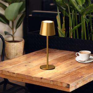 FH Lighting Lampada da tavolo LED a batteria Roxi, color oro, metallo, IP54, dimmerabile, Ottone / Oro, Soggiorno / Sala da pranzo, Metallo, Moderno