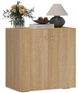 HOMCOM Mobiletto Multiuso a 2 Ante, Mobiletto Soggiorno o Ufficio in Legno con Maniglie in Alluminio, 70x39x70cm|Aosom