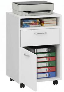 HOMCOM Cassettiera Documenti da Ufficio con 2 Cassetti e 4 Ruote, Maniglie Metallo, Organizzazione Ottimale, 40x35x60 cm, Bianco | Aosom Italy