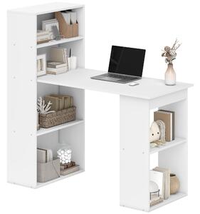 HOMCOM Scrivania Computer con Libreria Porta PC Salvaspazio, Tavolo da Pranzo per Ufficio e Studio, 120x55x120 cm, Bianco|Aosom