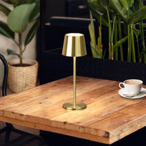 FH Lighting Lampada LED da tavolo a batteria Roxi, color ottone, metallo, IP54 Dimmer dimmerabile, Ottone / Oro, Soggiorno / Sala da pranzo, Metallo, Moderno