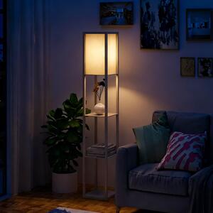 HOMCOM Lampada da Terra con 3 Mensole Integrate, Attacco E27 Potenza 40W, Arredamento Moderno in MDF, 26x26x160cm, Rovere|Aosom