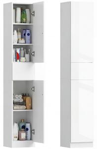 Kleankin Colonna Bagno con Cassetto e 2 Armadietti Bianco Lucido, 30x28x170cm|Aosom