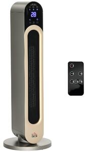 HOMCOM Stufetta Elettrica a 3 Modalità di Riscaldamento Regolabile con Telecomando, Φ25x73.5 cm, Argento