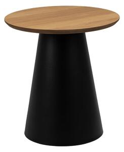 Tavolino rotondo nero e naturale con piano in rovere ø 45 cm Soli - Actona