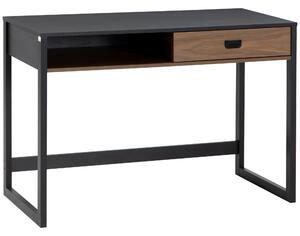 HOMCOM Scrivania per Camera e Ufficio con Cassetto Stile Industriale, 110x50x76cm, Noce e Nero|Aosom