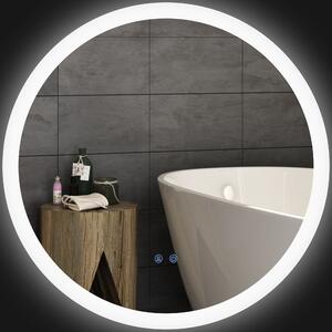 Kleankin Specchio Bagno con Luci LED Regolabili, Controllo Touch e Design Antiappannamento,in vetro spesso, struttura in metallo Ø60 cm| Aosom Italy