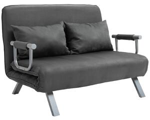 HOMCOM Divano Letto Singolo in Similpelle e Acciaio con Seduta Regolabile in 5 Posizioni, 105x80x78 cm, Grigio|Aosom