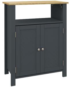 Kleankin Mobiletto Bagno Sottolavabo, Armadietto da Bagno, 3 Ripiani, Ripiano Interno Regolabile, 2 Ante, Grigio, 60x30x80.5cm | Aosom