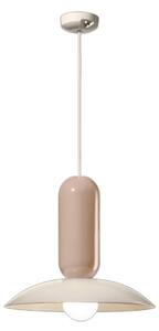 Lampadario Vintage Decò Pau Ceramica Crema E Grigio Sabbia 1 Luce E27