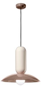 Lampadario Vintage Decò Pau Ceramica Crena E Moka 1 Luce E27