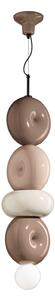 Sospensione Vintage Decò Bumbum 4 Elementi Ceramica Crema E Sabbia 1 Luce E27