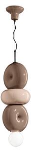 Sospensione Vintage Decò Bumbum 1+2 Elementi Ceramica Crema E Grigio 1 Luce E27