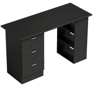 HOMCOM Scrivania Moderna PC con 3 Ripiani e 3 Cassetti per Camera e Ufficio, in Legno MDF, 120x49x72 cm, Nera | Aosom Italy