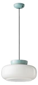 Sospensione Vintage Decò Maracana Vetro-Ceramica Bianco-Azzurro 1 Luce E27