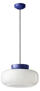 Sospensione Vintage Decò Maracana Vetro-Ceramica Bianco-Blu Robot 1 Luce E27