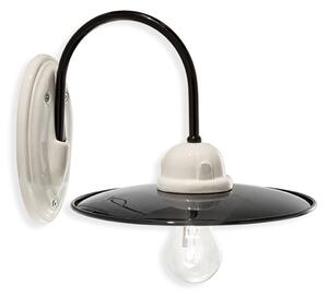 Applique Industrial Potenza Ferro E Ceramica Nero E Decorata Lucida 1 Luce E27
