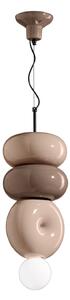 Sospensione Vintage Decò Bumbum 2+1 Elementi Ceramica Crema E Grigio 1 Luce E27