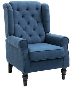 HOMCOM Poltrona per Salotto in Stile Francese con Seduta Imbottita e Cuscini, in Poliestere, 74x86x102 cm, Blu|Aosom