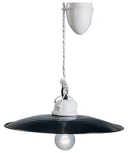 Sospensione Saliscendi Classico Potenza Ferro E Ceramica Nero 35Cm 1 Luce E27