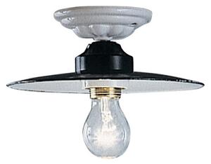 Plafoniera Industrial Potenza Ferro E Ceramica Nero Diam. 25Cm 1 Luce E27