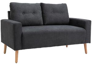 HOMCOM Divano 2 Posti Moderno in Stile Nordico con Schienale Trapuntato in Tessuto, 145x76x88 cm, Grigio|Aosom