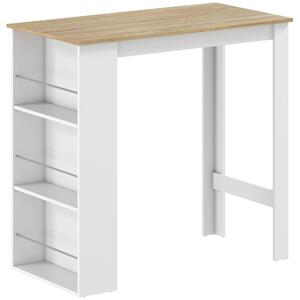 HOMCOM Tavolo da Bar con 3 Mensole e Barre Protettive, in Acciaio e Truciolato, per casa e bancone, 112x57x106 cm, Bianco | Aosom Italy