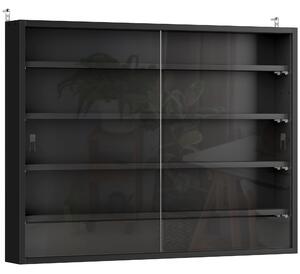 HOMCOM Vetrina a 5 Livelli a Muro con Ripiani Regolabili, in Vetro e Truciolato, 80x9.5x60 cm, Nero | Aosom Italy
