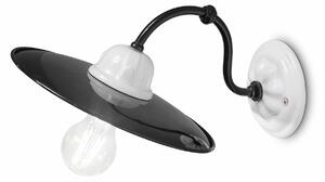 Applique Classica Potenza Ferro E Ceramica Nero E Decorata Lucida 1 Luce E27