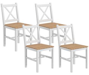 HOMCOM Set 4 Sedie per Cucina e Soggiorno con Schienale a Croce, in Legno di Pino, 41x46.5x86 cm|Aosom