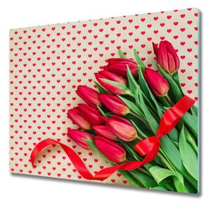 Tagliere in vetro temperato Tulipani del cuore 60x52 cm