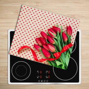 Tagliere in vetro temperato Tulipani cardiaci 60x52 cm