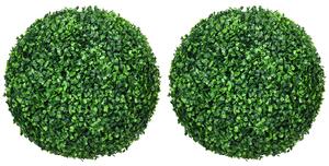 HOMCOM Set di 2 Piante Finte Sfera di Bosso Ø40cm, Decorazione per Interno ed Esterno, Verde|Aosom