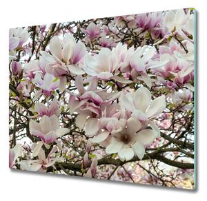 Tagliere in vetro temperato Fiori di magnolia 60x52 cm