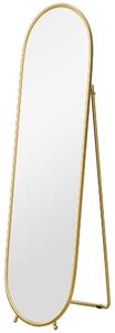 HOMCOM Specchio Verticale Ovale da Terra o a Parete con Supporto, in Vetro e Metallo, 40x41x159 cm, Tonalità Oro