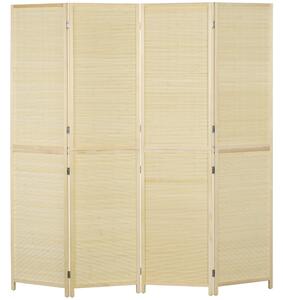 HOMCOM Paravento per Interno Pieghevole a 4 Ante, Divisorio in Bambù di Rattan, 180x1.6x180 cm|Aosom