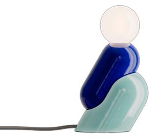 Lampada Da Scrivania Decò Tata Ceramica Blu Robot E Azzurro 1 Luce E14