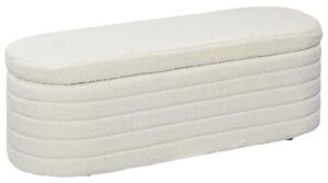 HOMCOM Panca Fondo Letto in Tessuto Teddy con Vano Contenitore per Ingresso e Camera, 116x41x40.5cm, Crema