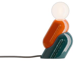 Lampada Da Scrivania Decò Tata Ceramica Arancio Volpe Verde Petrolio 1 Luce E14