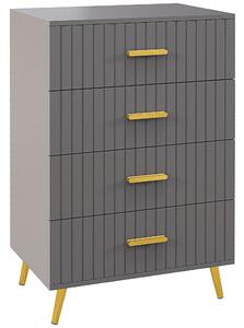 HOMCOM Cassettiera 4 Cassetti Moderna con Guide in acciaio e maniglie in alluminio, piedini antiscivolo,60x40x90 cm, oro Grigio Scuro|Aosom Italy