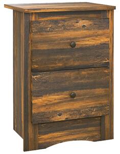 HOMCOM Comodino con 2 Cassetti dallo stile Rustico in Legno, 40x30x56 cm, Marrone
