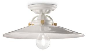 Plafoniera Industrial Minimal B&W Metallo Smaltato Bianco 1 Luce E27 31Cm