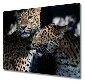 Tagliere in vetro temperato Due leopardi 60x52 cm