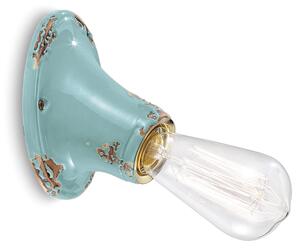 Applique Vintage Senza Diffusore Ceramica Azzurro 1 Luce E27