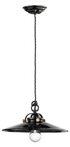 Lampadario Industrial Minimal B&W Metallo Smaltato Nero 1 Luce E27 31Cm