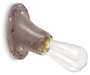 Applique Vintage Senza Diffusore Ceramica Tortora 1 Luce E27