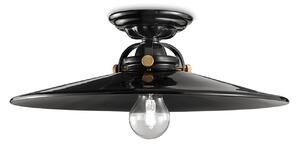 Plafoniera Industrial Minimal B&W Metallo Smaltato Nero 1 Luce E27 42Cm