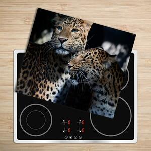 Tagliere in vetro temperato Due leopardi 60x52 cm